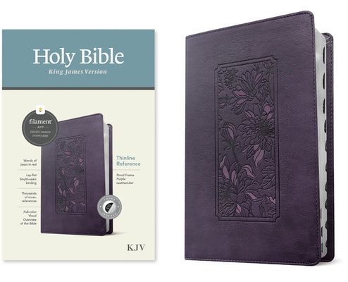 KJV Thinline Reference Bible, Filament Enabled Edition (Red Letter, Leatherlike, Floral Frame Purple, Indexed) by Tyndale