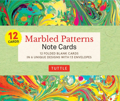Marbled Patterns Note Cards - 12 Cards: In 6 Designs with 13 Envelopes (Card Sized 4 1/2 X 3 3/4) by Tuttle Studio