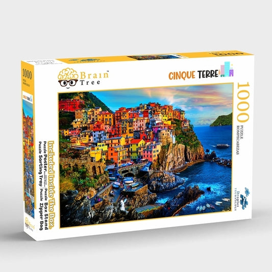Brain Tree - Cinque Terre 1000 Piece Puzzle for Adults: With Droplet Technology for Anti Glare & Soft Touch by Brain Tree Games LLC