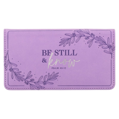 Christian Art Gifts Faux Leather Checkbook Cover for Women Be Still and Know - Psalm 46:10, Purple Laurel by Christian Art Gifts