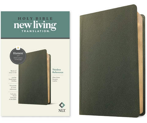 NLT Thinline Reference Bible, Filament Enabled Edition (Red Letter, Genuine Leather, Olive Green) by Tyndale