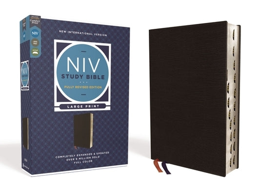 NIV Study Bible, Fully Revised Edition, Large Print, Bonded Leather, Black, Red Letter, Thumb Indexed, Comfort Print by Barker, Kenneth L.