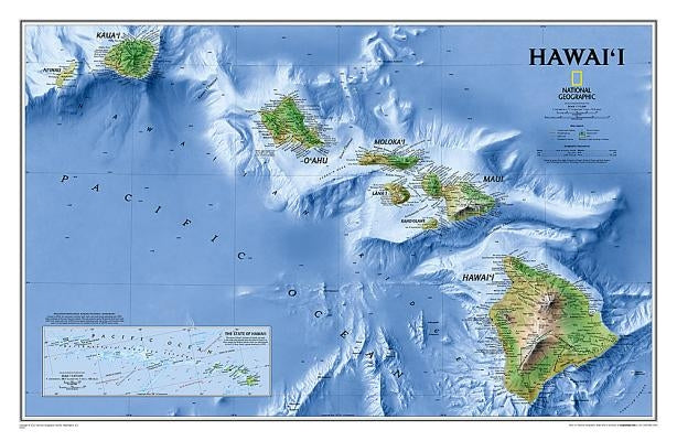 National Geographic Hawaii Wall Map - Laminated (34.75 X 22.75 In) by National Geographic Maps