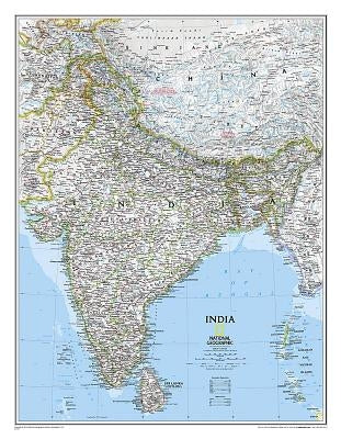 National Geographic India Wall Map - Classic - Laminated (23.5 X 30.25 In) by National Geographic Maps