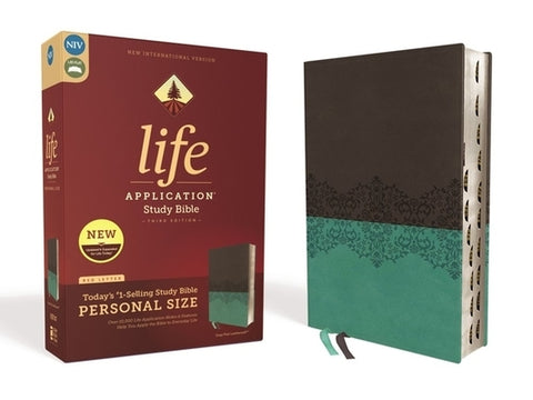 Niv, Life Application Study Bible, Third Edition, Personal Size, Leathersoft, Gray/Teal, Indexed, Red Letter Edition by Zondervan