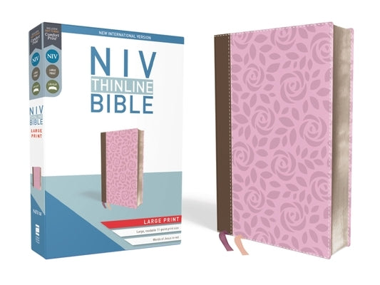 NIV, Thinline Bible, Large Print, Imitation Leather, Pink, Red Letter Edition by Zondervan