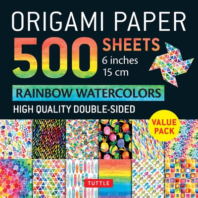 Origami Paper 500 Sheets Rainbow Watercolors 6 (15 CM): Tuttle Origami Paper: Double-Sided Origami Sheets Printed with 12 Different Designs (Instructi by Tuttle Publishing