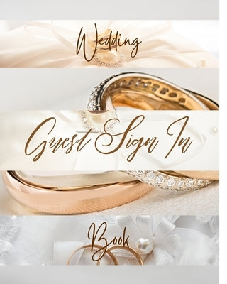 Wedding Guest Sign In Book - Gold Luxury Delicate Jewelry Band Cream Brown White Pearl Abstract Floral Ring Circle Dot by Soul, Song