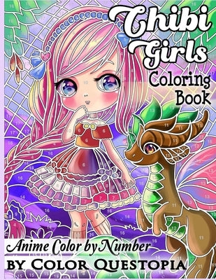 Chibi Girls Coloring Book Anime Color by Number: Adorable Kawaii Manga Mosaic Fantasy Scenes For Adults, Kids, and Teens by Color Questopia