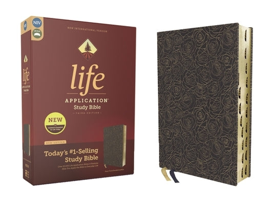 Niv, Life Application Study Bible, Third Edition, Bonded Leather, Navy Floral, Red Letter, Thumb Indexed by Zondervan