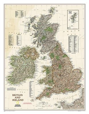 National Geographic Britain and Ireland Wall Map - Executive - Laminated (23.5 X 30.25 In) by National Geographic Maps