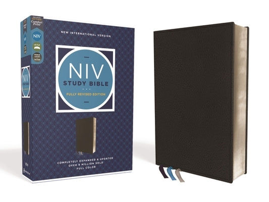 NIV Study Bible, Fully Revised Edition, Genuine Leather, Calfskin, Black, Red Letter, Comfort Print by Barker, Kenneth L.