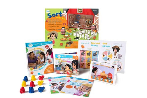 Cleo & Cuquin Family Fun! Sorting Math Kit and App: Spanish/English, Bilingual Education, Preschool Ages 3-5, Kindergarten Readiness, Learn Sorting wi by Hitn