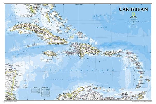 National Geographic Caribbean Wall Map - Classic - Laminated (Poster Size: 36 X 24 In) by National Geographic Maps