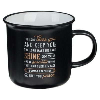 Christian Art Gifts Ceramic Coffee and Tea Mug for Men: The Lord Bless You and Keep You - Numbers 6:24-26 Inspirational Bible Verse, Black and White, by Christian Art Gifts