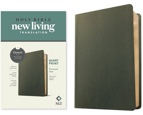 NLT Personal Size Giant Print Bible, Filament Enabled Edition (Red Letter, Genuine Leather, Olive Green) by Tyndale