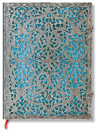 Maya Blue Hardcover Journals Ultra 240 Pg Lined Silver Filigree Collection by Paperblanks Journals Ltd
