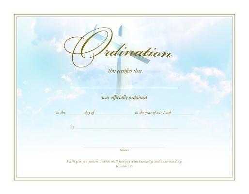 Ordination Certificate (Pk of 6) - Premium, Gold Foil Embossed by Warner Press
