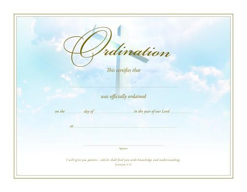 Ordination Certificate (Pk of 6) - Premium, Gold Foil Embossed by Warner Press