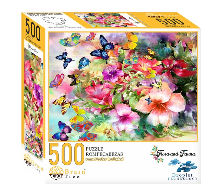 Brain Tree - Flora and Fauna Flower 500 Piece Puzzle: With Droplet Technology for Anti Glare & Soft Touch by Brain Tree Games LLC