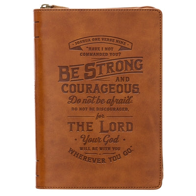 Journal Classic Zip Be Strong & Courageous Joshua 1:9 by Christian Art Gifts