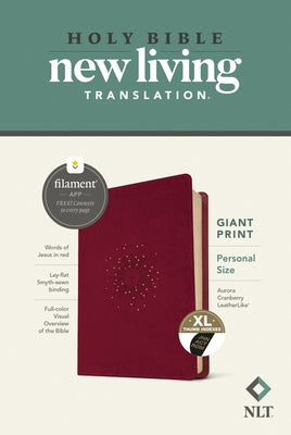 NLT Personal Size Giant Print Bible, Filament Enabled Edition (Red Letter, Leatherlike, Aurora Cranberry, Indexed) by Tyndale