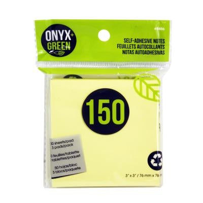 150 Self-Adhesive Notes 3x3 Ye by Onyx + Green