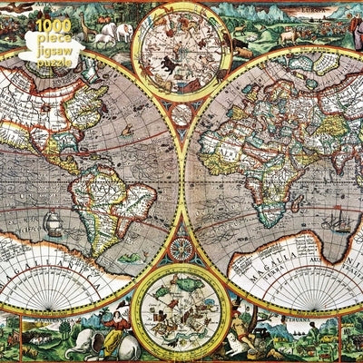 Adult Jigsaw Puzzle Pieter Van Den Keere: Antique Map of the World: 1000-Piece Jigsaw Puzzles by Flame Tree Studio