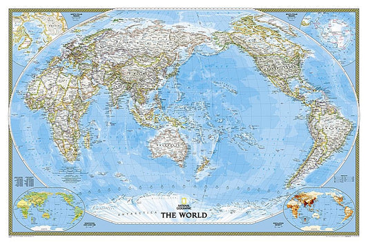 National Geographic World, Pacific Centered Wall Map - Classic (46 X 30.5 In) by National Geographic Maps