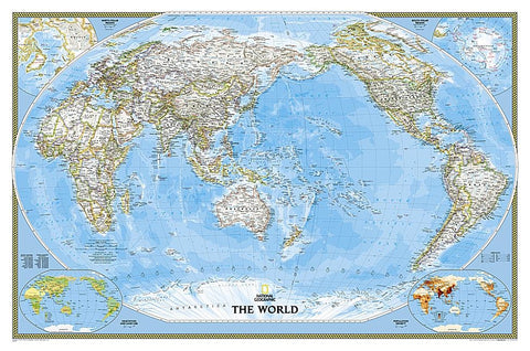 National Geographic World, Pacific Centered Wall Map - Classic (46 X 30.5 In) by National Geographic Maps