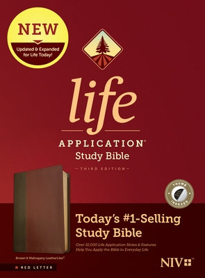 NIV Life Application Study Bible, Third Edition (Red Letter, Leatherlike, Brown/Mahogany, Indexed) by Tyndale