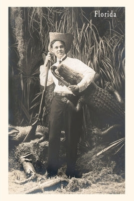 Vintage Journal Photo of Man with Gator, Florida by Found Image Press