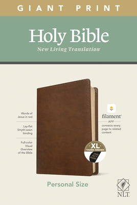 NLT Personal Size Giant Print Bible, Filament Enabled Edition (Red Letter, Leatherlike, Rustic Brown, Indexed) by Tyndale