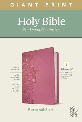 NLT Personal Size Giant Print Bible, Filament Enabled Edition (Red Letter, Leatherlike, Peony Pink) by Tyndale