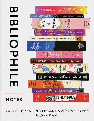Bibliophile Notes: 20 Different Notecards & Envelopes (Notecards for Book Lovers, Illustrated Notecards, Stationery) [With Envelope] by Mount, Jane