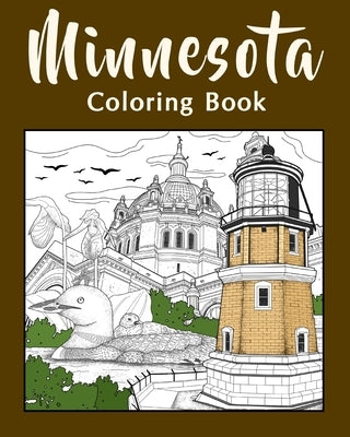 Minnesota Coloring Book: Adult Painting on USA States Landmarks and Iconic, Stress Relief Activity by Paperland