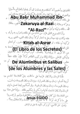 Kitab al-Asrar (El Libro de los Secretos), De Aluminibus et Salibus (de los Alumbres y las Sales) by Egido, Jesus M.