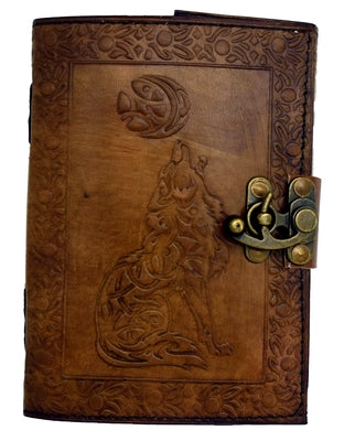 Celtic Wolf and Moon Leather Journal by Fantasy Gifts